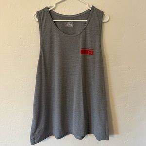 Under Armour Gray Heat Gear Loose Tank Top Athletic Run Shirt Mens Size XXL 2XL
